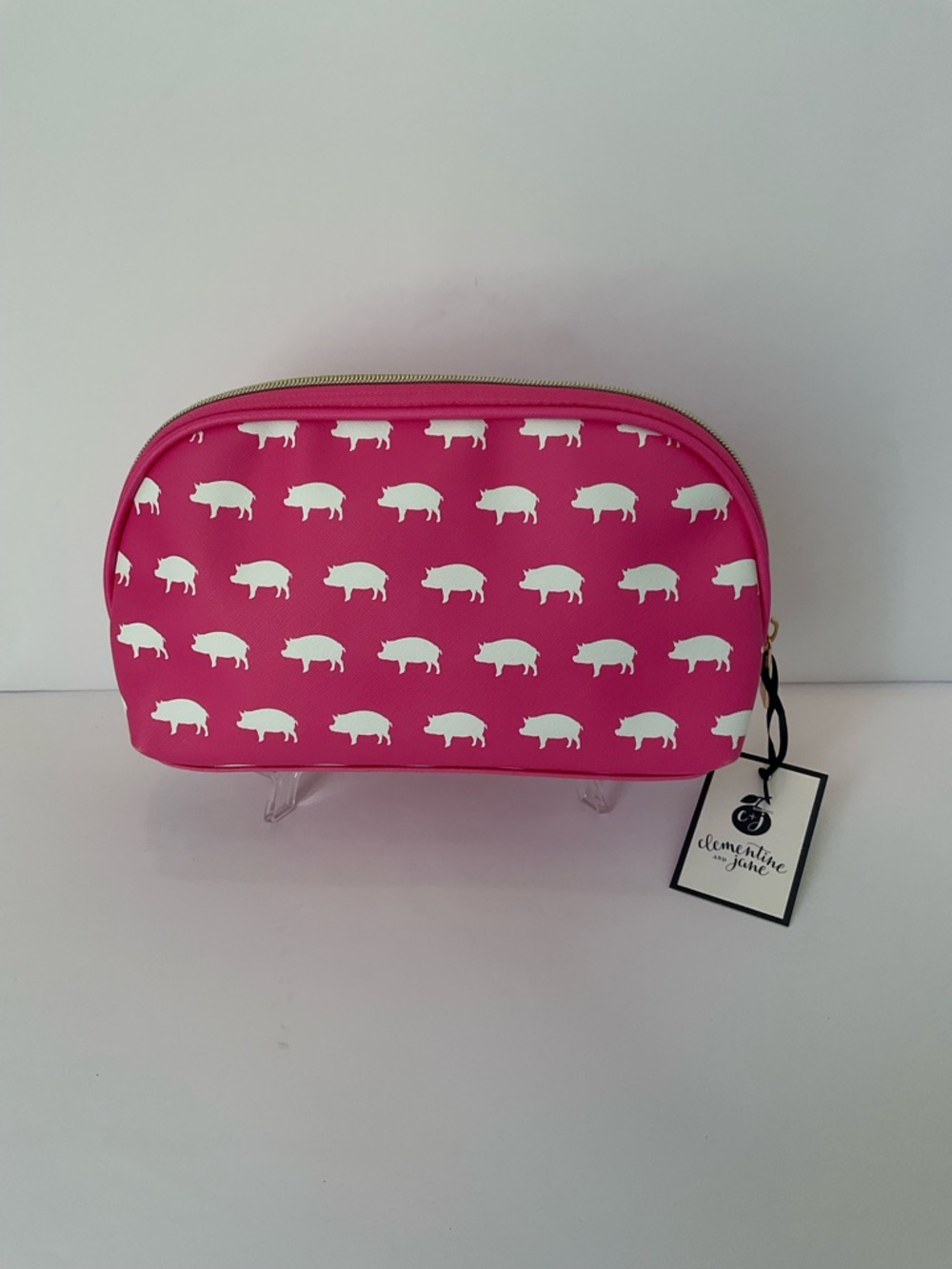 NWT Clementine and Jane Pink Pig Cosmetic Bag